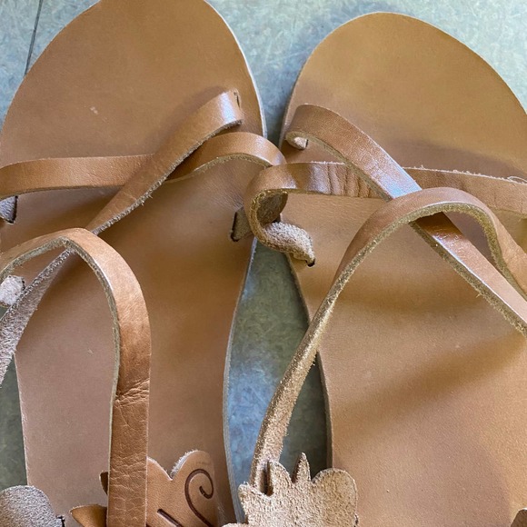 Ancient Greek Sandals Nude Tooled Leather Size 7 Bohemian - Picture 3 of 8